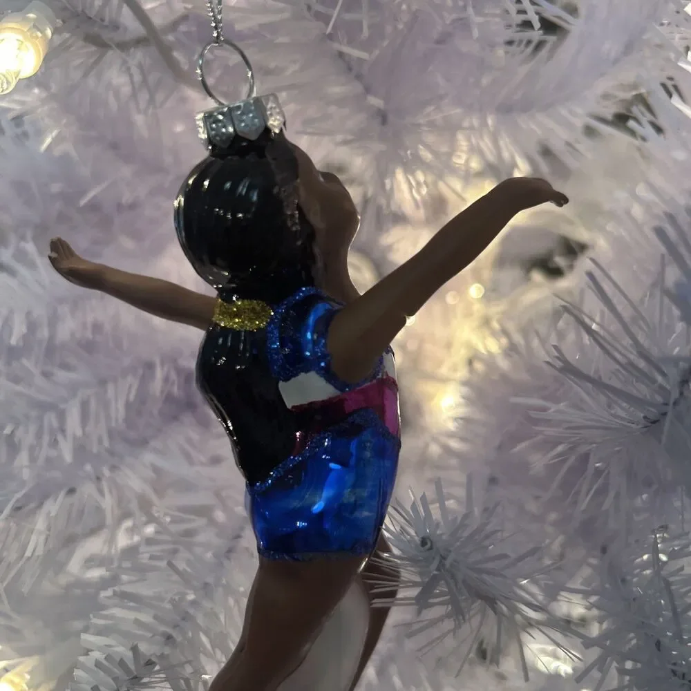 Ashland Glass African American Gymnast Christmas Tree Ornament 5.25